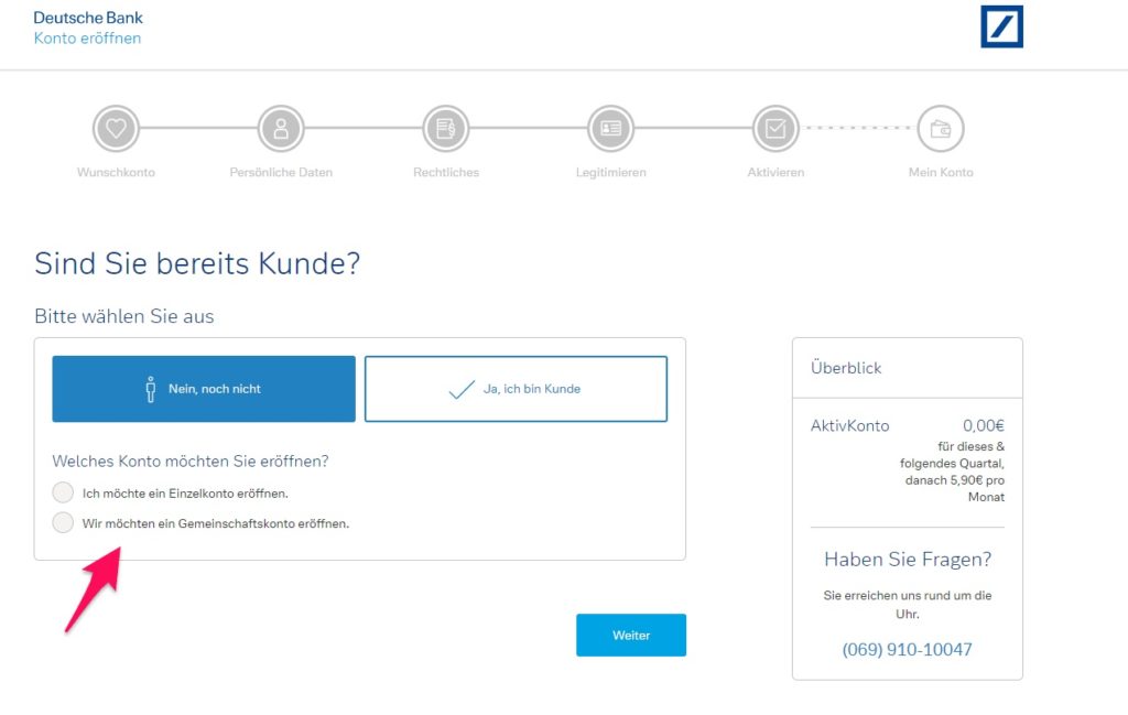 Deutsche Bank Konto eröffnen Kunde